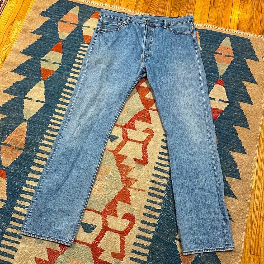 Y2K Vintage Levi's 501 Jeans Straight Fit Medium Wash 36w 34l Skater Baggy - Picture 2 of 16